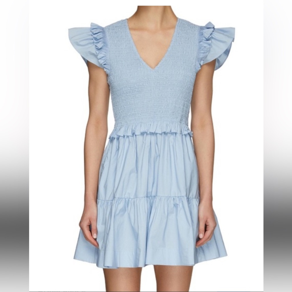 Sea New York Phoebe Blue Ruffle Mini Dress
